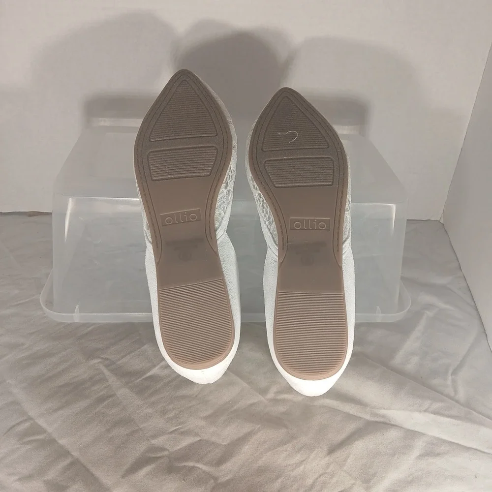 Ollio Womens White Lace‎ D'Orsay Pointed Toe Ballet Flats Size 6 Z593